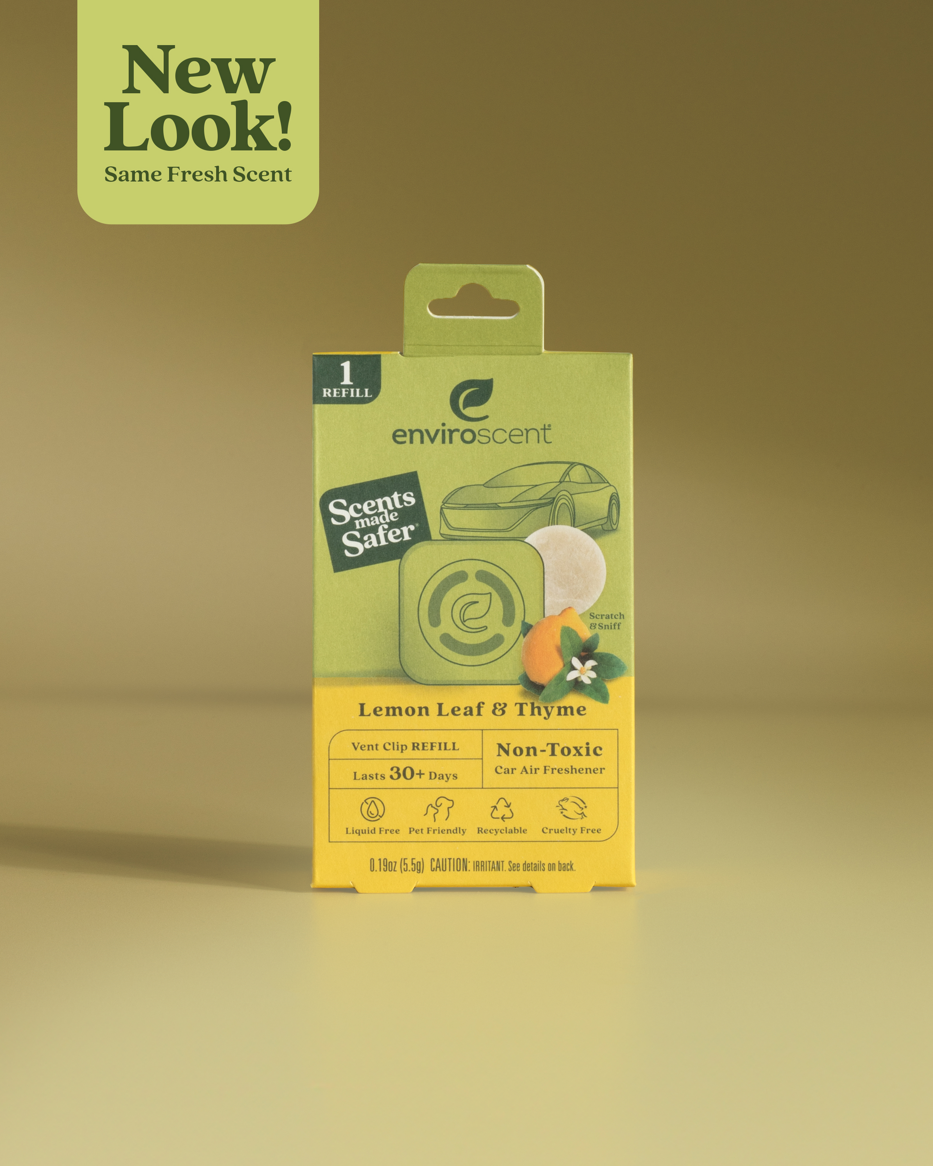 Lemon Leaf & Thyme Car Vent Clip Refill in packaging