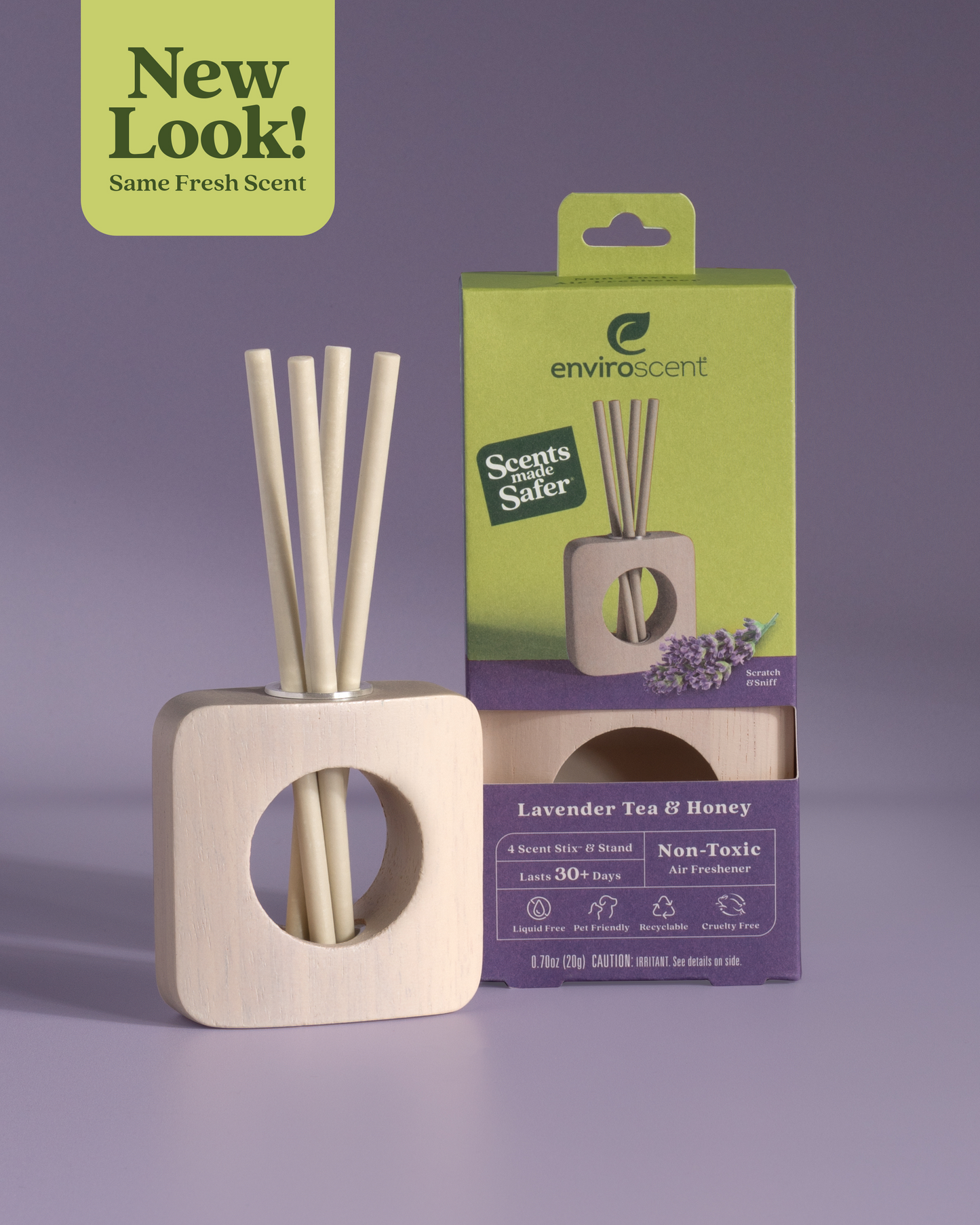 Lavender Tea + Honey Scent Stix + Stand Starter Kit in and out of packaging