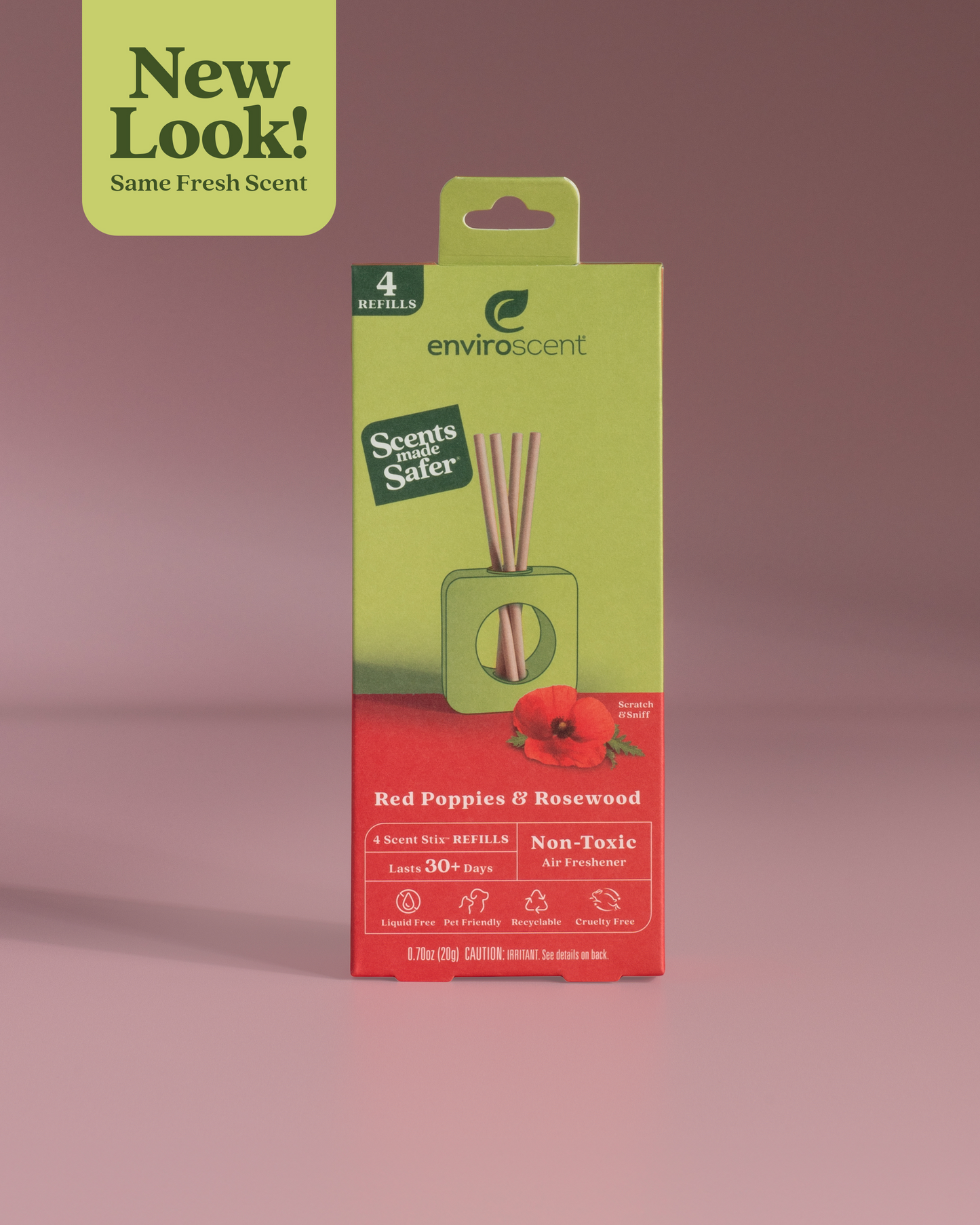 Red Poppies & Rosewood Scent Stix refill in packaging