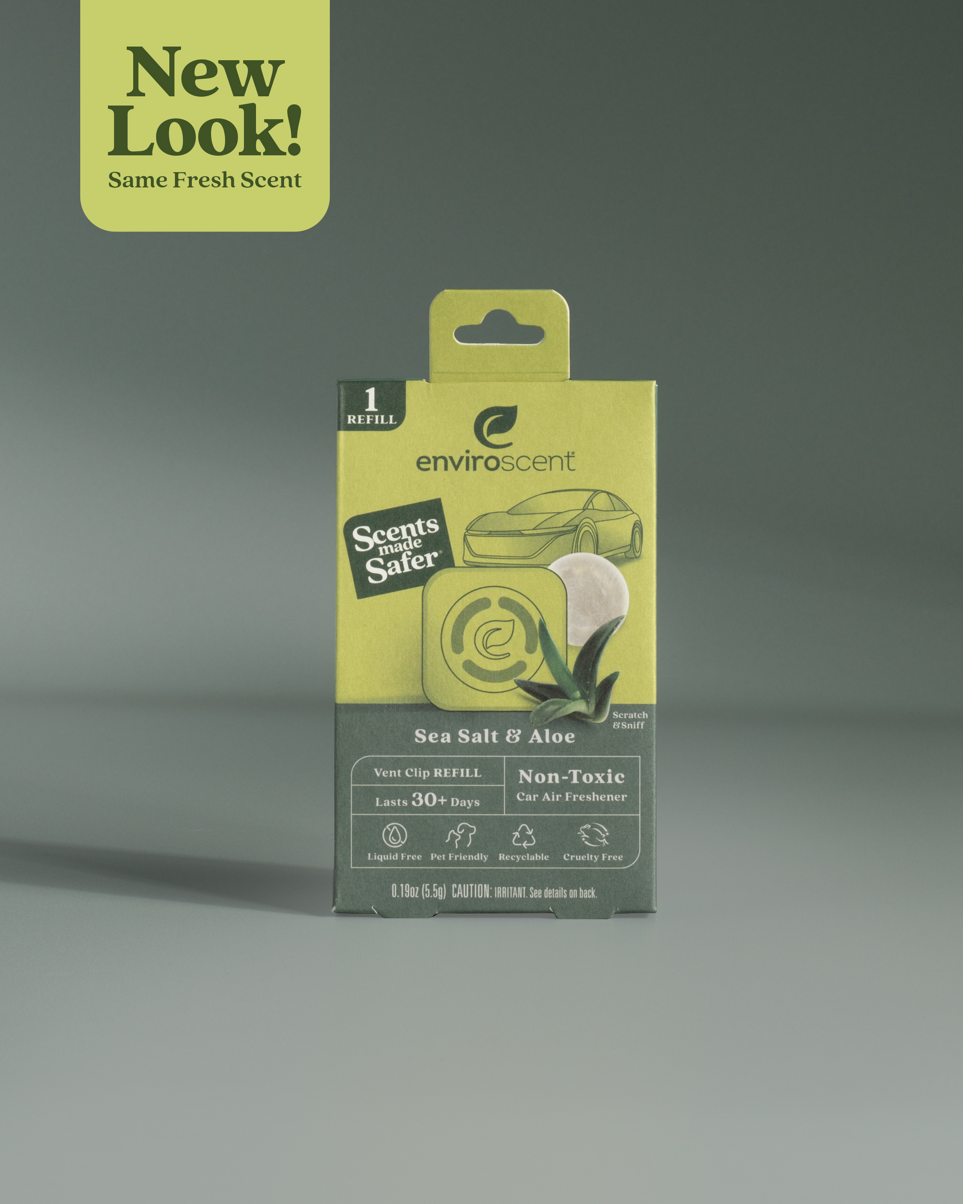 Sea Salt + Aloe Car Vent Clip refill in packaging