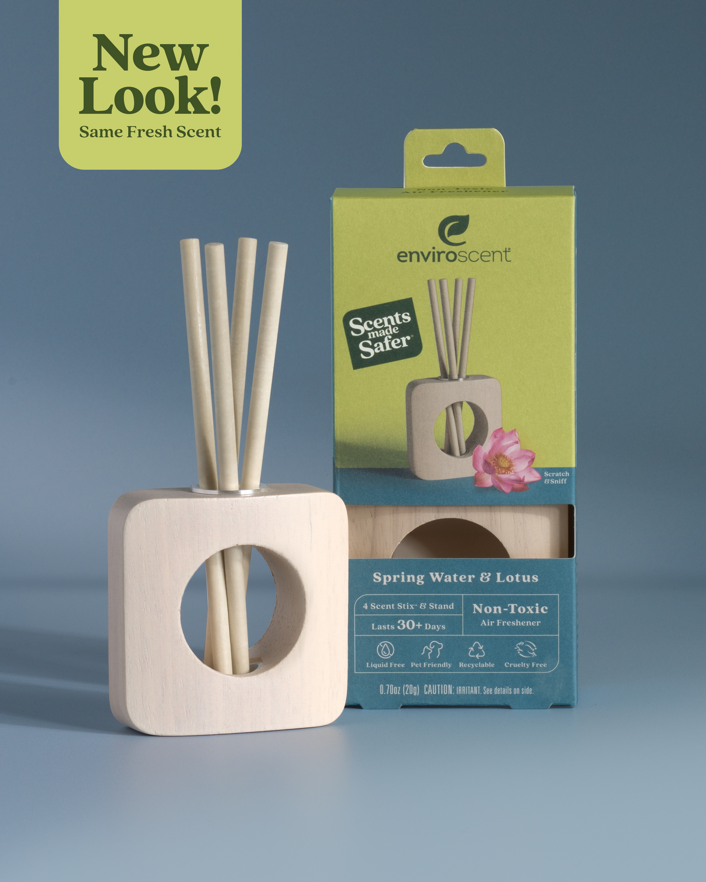 Spring Water & Lotus Scent Stix + Stand Starter Kit in and out of packaging