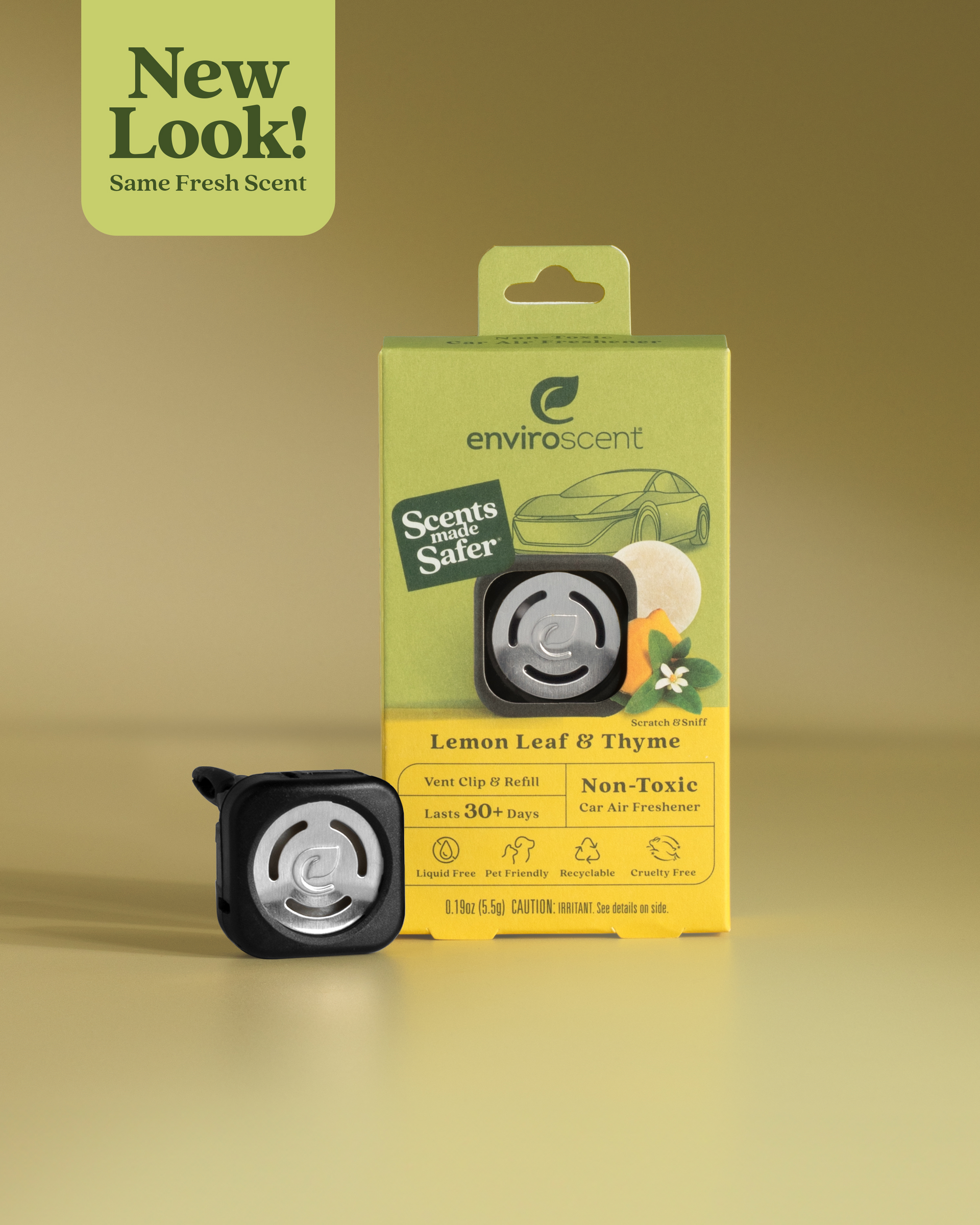 Lemon Leaf + Thyme Car Vent Clip Starter Kit in packaging