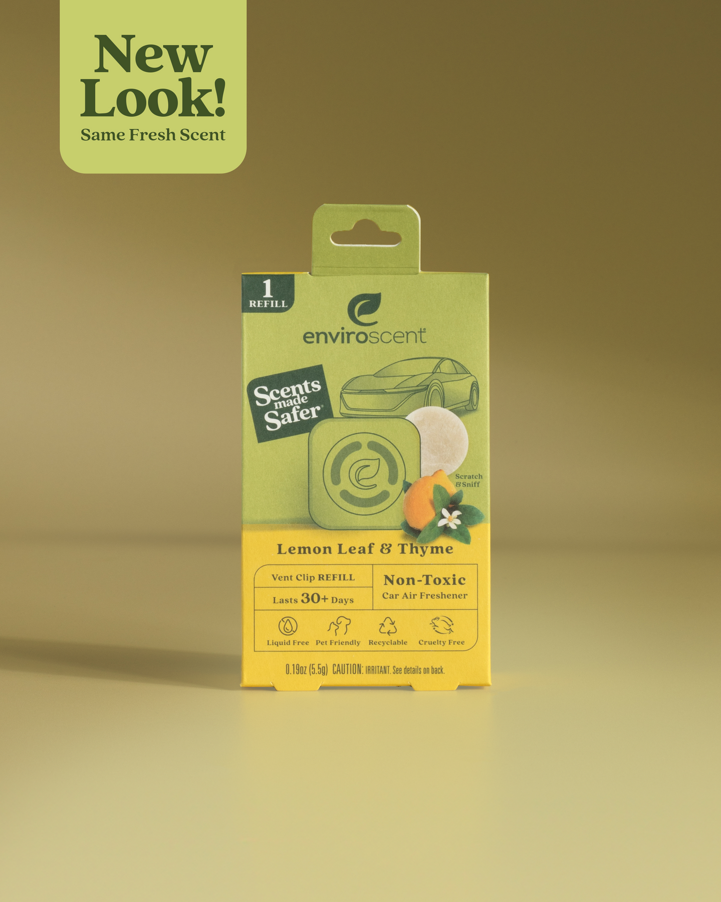 Lemon Leaf & Thyme Car Vent Clip Refill in packaging