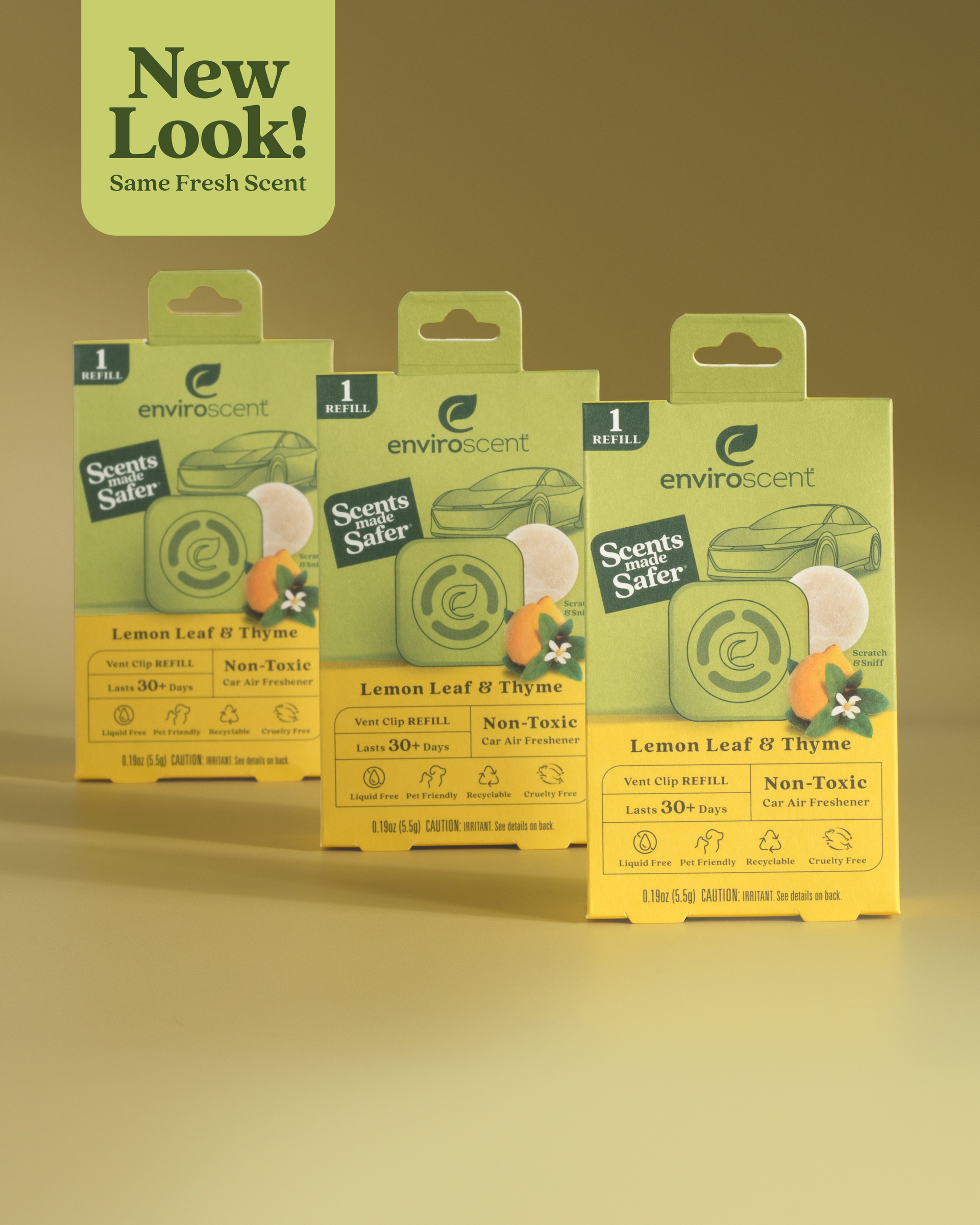 Lemon Leaf + Thyme Vent Clip refill bundle in packaging