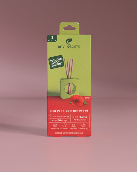 Red Poppies & Rosewood Scent Stix refill in packaging