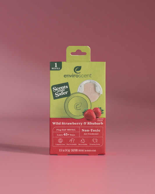 An Enviroscent plug-in hair refill package for Wild Strawberry & Rhubarb